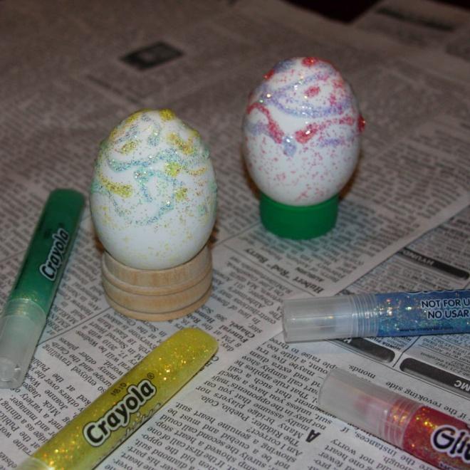 easter eggs pictures to color. Glitter Glue Easter Eggs