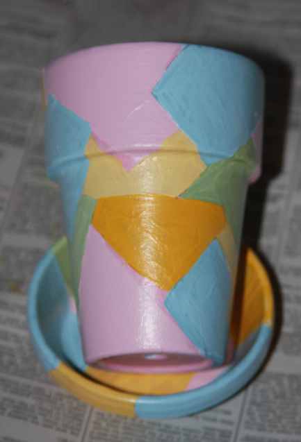 Paint shapes clay pot craft project